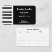 Cartes de visite de l'enseignant de piano noir (Devant / Derrière)
