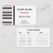 Cartes de visite de l'enseignant de piano privé (Devant / Derrière)
