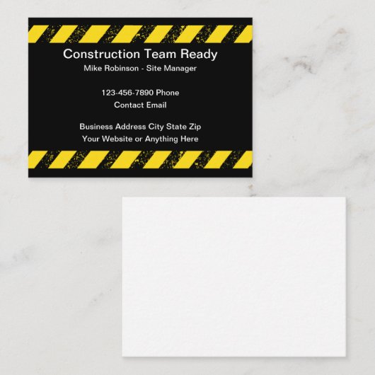 Cartes de visite de l'équipe de construction (Devant / Derrière)