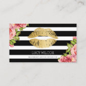 Cartes de visite de lèvres, rayures noires et (Dos)