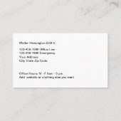 Cartes de visite de l'hôpital vétérinaire pour ani (Dos)