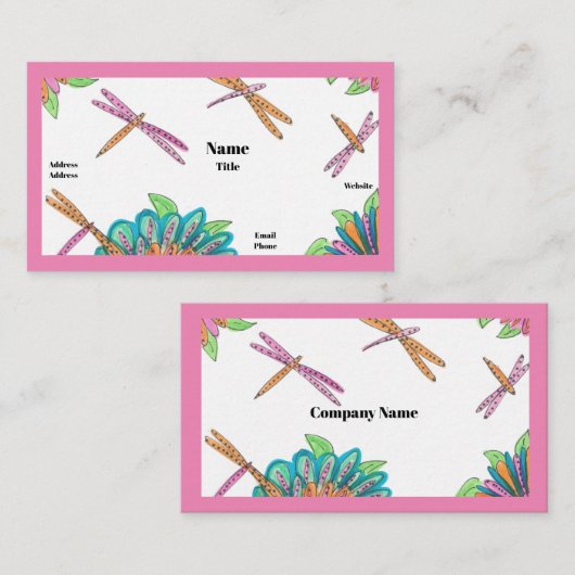 Cartes de visite de libellules (Devant / Derrière)