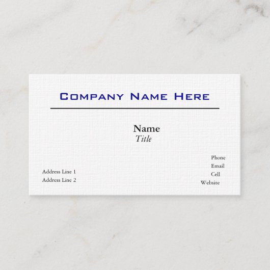 Cartes de visite de lin blanc (Devant)