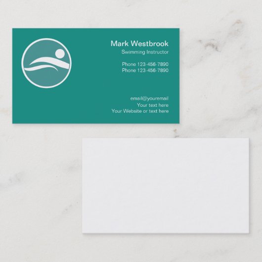 Cartes de visite de l'instructeur de natation (Devant / Derrière)