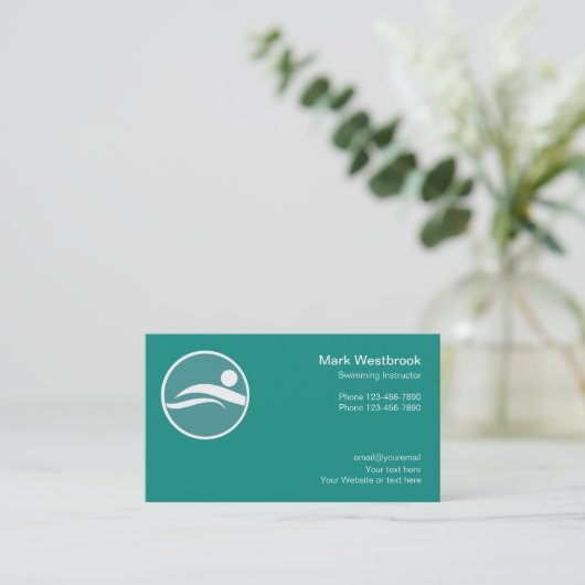 Cartes de visite de l'instructeur de natation (Debout devant)