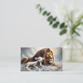 Cartes de visite de lions et d'agneaux (Debout devant)