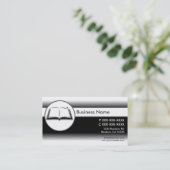 Cartes de visite de livre ouvert blanc noir (Debout devant)