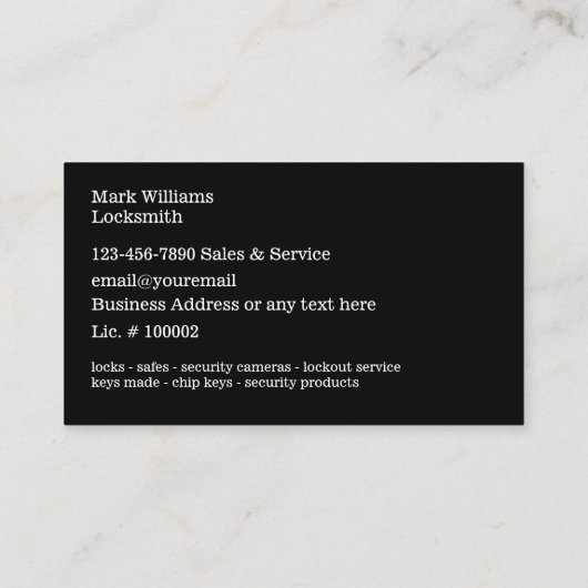 Cartes de visite de Locksmith (Dos)