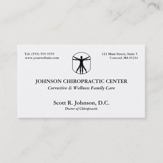 Cartes de visite de logo de chiropractie (Devant)