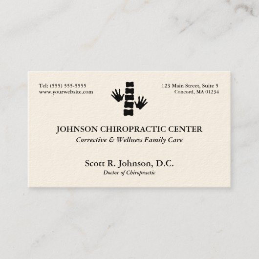 Cartes de visite de logo de chiropractie (Devant)