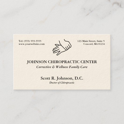 Cartes de visite de logo de chiropractie (Devant)