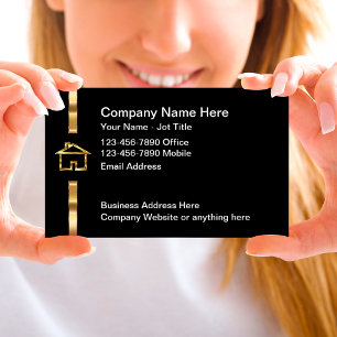 Cartes de visite de logo de maison de biens immobi