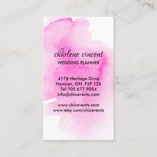 Cartes de visite de l'organisateur d'événements ch (Dos)