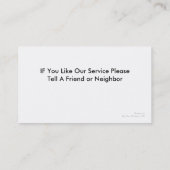 Cartes de visite de lutte antiparasitaire (Dos)