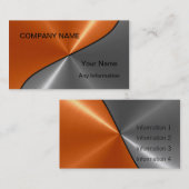 Cartes de visite de luxe argentés et oranges 2 en (Devant / Derrière)