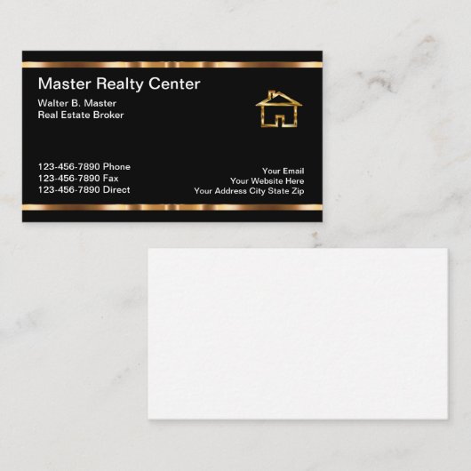 Cartes de visite de luxe d'agent immobilier (Devant / Derrière)