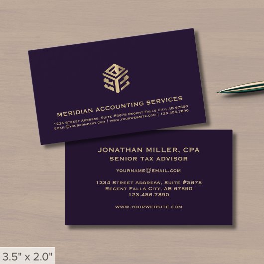 Cartes de visite de luxe modernes pour comptables
