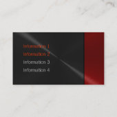 Cartes de visite de luxe noirs et rouges en métal (Dos)