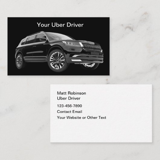 Cartes de visite de luxe pour chauffeur Uber (Devant / Derrière)