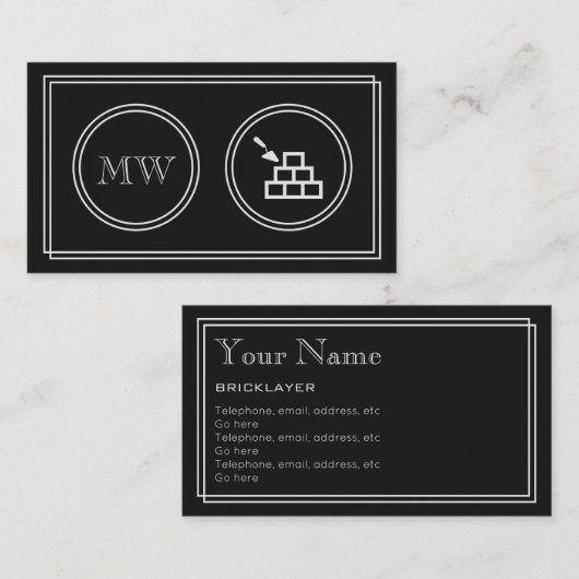 Cartes de visite de maçon "de film silencieux" (Devant / Derrière)