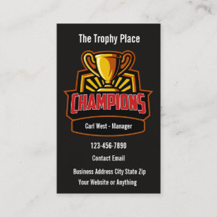Cartes de visite de magasin de trophées et récompe