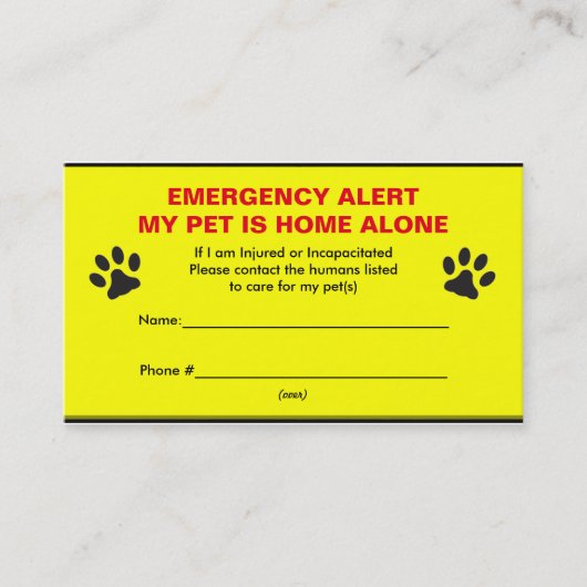 Cartes de visite de maison d'alerte de secours (Devant)