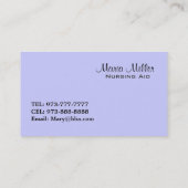 Cartes de visite de maison de repos (Dos)