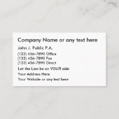 Cartes de visite de mandataire de divorce (Dos)