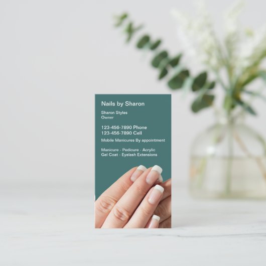 Cartes de visite de manucure d'ongle (Debout devant)
