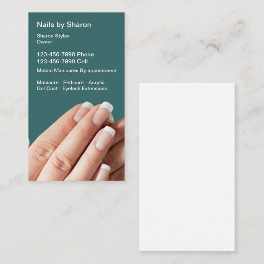 Cartes de visite de manucure d'ongle (Devant / Derrière)