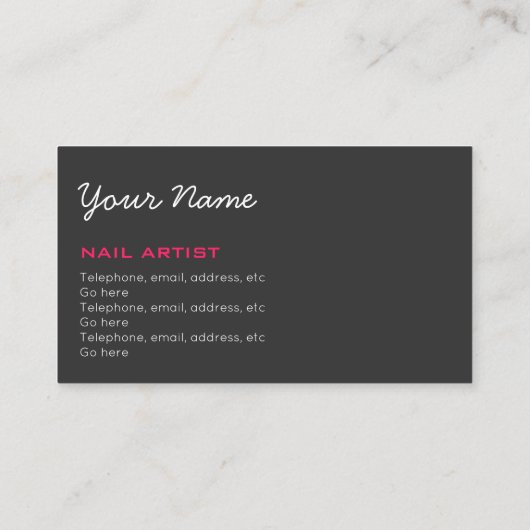 Cartes de visite de manucure et de technicien de (Dos)