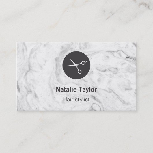 Cartes de visite de marbre chics de coiffeur de (Devant)