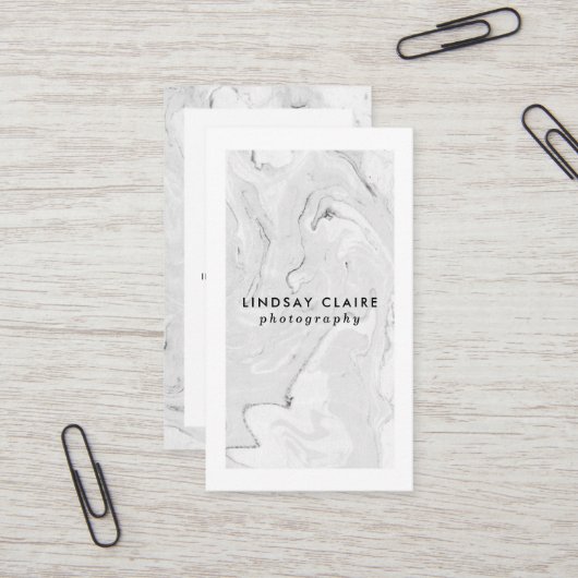 Cartes de visite de marbre élégants minimaux (Devant/Arrière en situation)