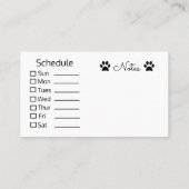 Cartes de visite de marche de chien (Dos)