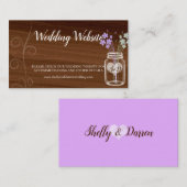 Cartes de visite de mariages campagnards de bocaux (Devant / Derrière)