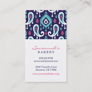 Cartes de visite de Marine et Pink Ikat Paisley