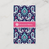 Cartes de visite de Marine et Pink Ikat Paisley (Dos)