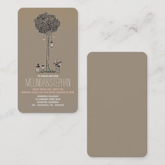 Cartes de visite de Mason Jars (Devant / Derrière)