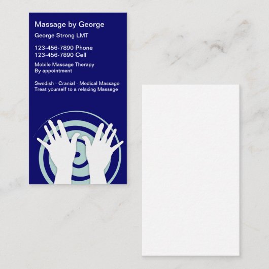Cartes de visite de massage (Devant / Derrière)
