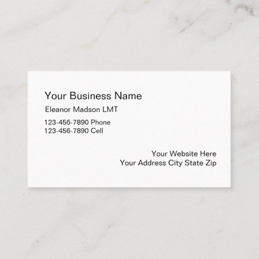 Cartes de visite de massage (Dos)