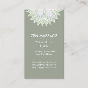 Cartes de visite de massage de zen
