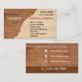 Cartes de visite de menuiserie (Devant / Derrière)