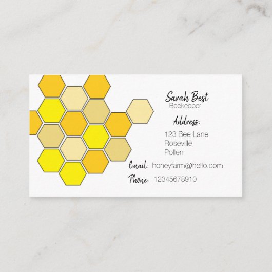 Cartes de visite de miel (Dos)