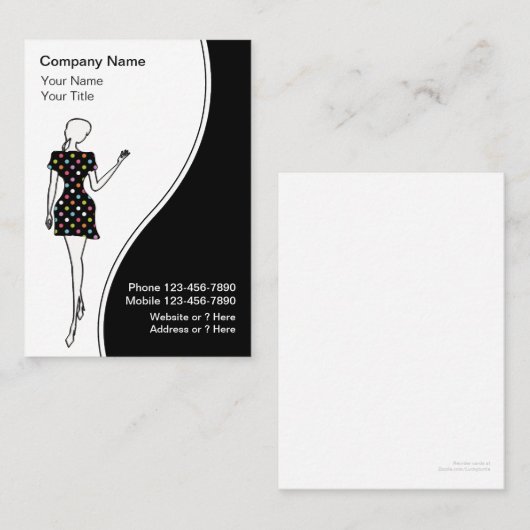 Cartes de visite de mode (Devant / Derrière)