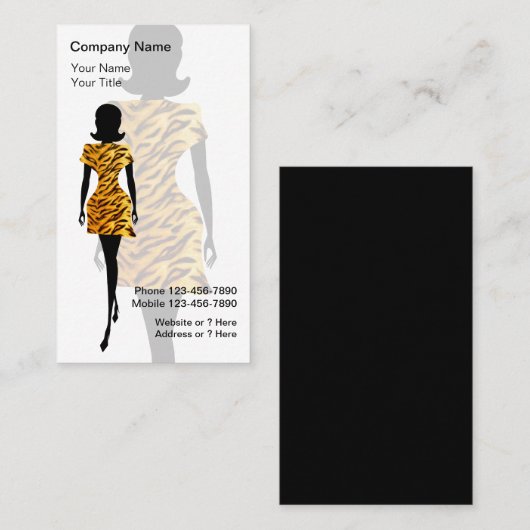 Cartes de visite de mode (Devant / Derrière)
