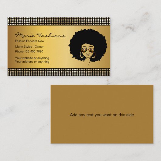 Cartes de visite de mode classique (Devant / Derrière)