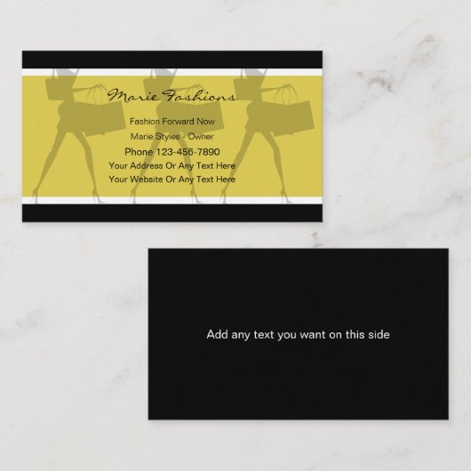 Cartes de visite de mode classique (Devant / Derrière)