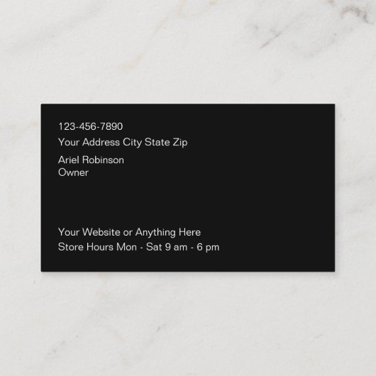 Cartes de visite De Mode Et De Beauté (Dos)