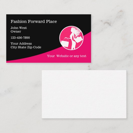 Cartes de visite de mode féminin (Devant / Derrière)