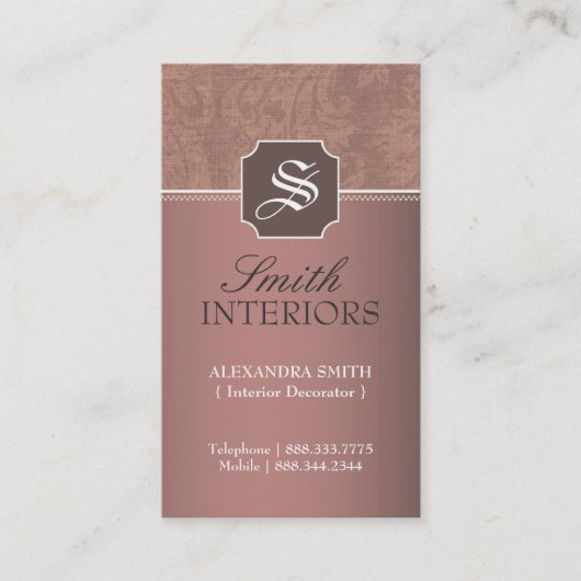 Cartes de visite de monogramme de damassé (Devant)